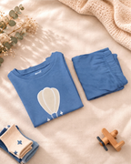 Teal Blue Hot Air Balloon Kids Coord Set with Teal Blue Shorts