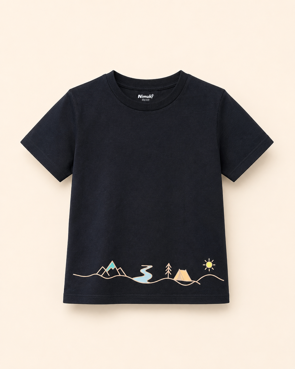 Camp Trail black kids graphic t-shirt, print detail