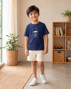 Catch the Light navy blue kids graphic t-shirt, front view