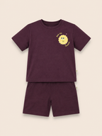 Coffee Brown Pocket Sunshine kids coord set, laid flat front view