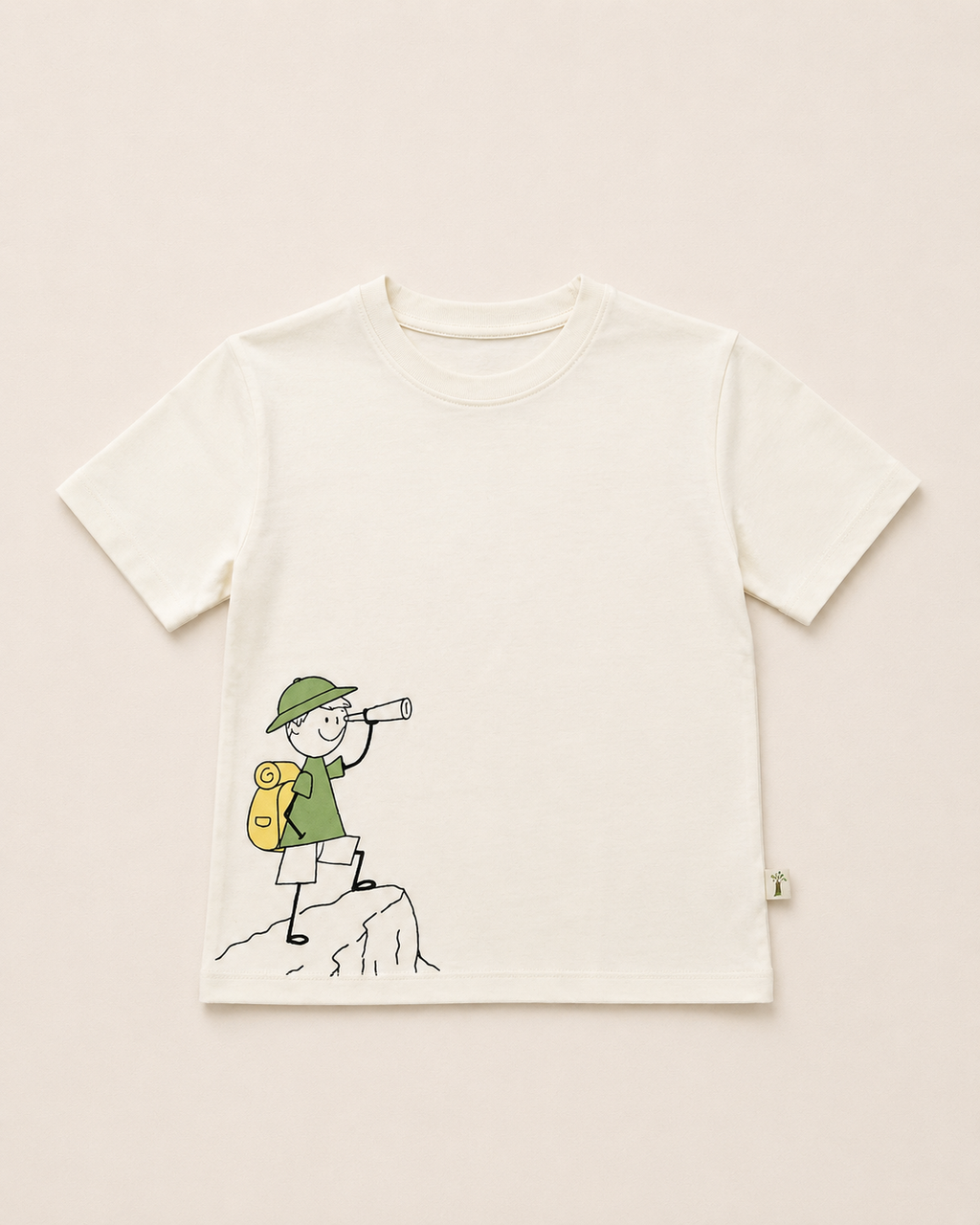 Cream Little Explorer Kids Coord Set with Cream Shorts