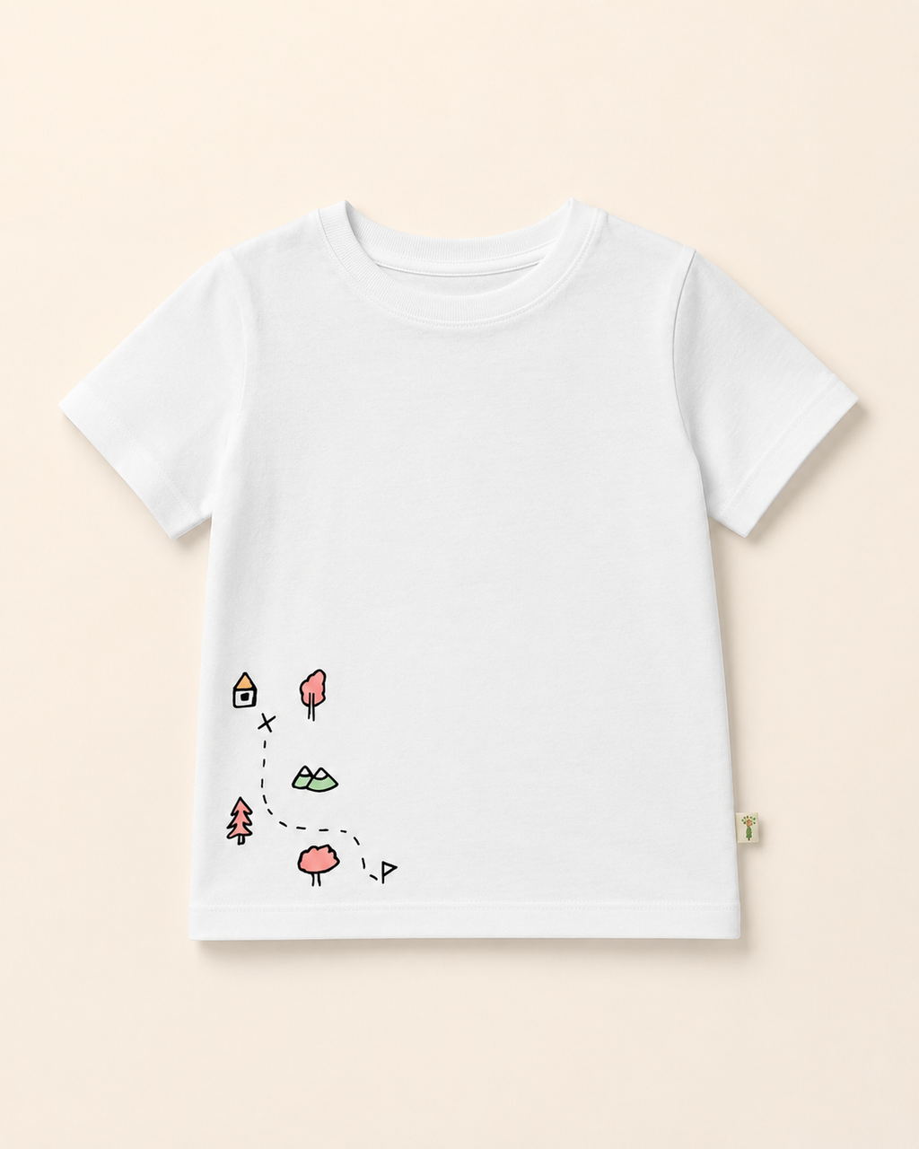 Little Adventure Trail white kids graphic t-shirt, print detail