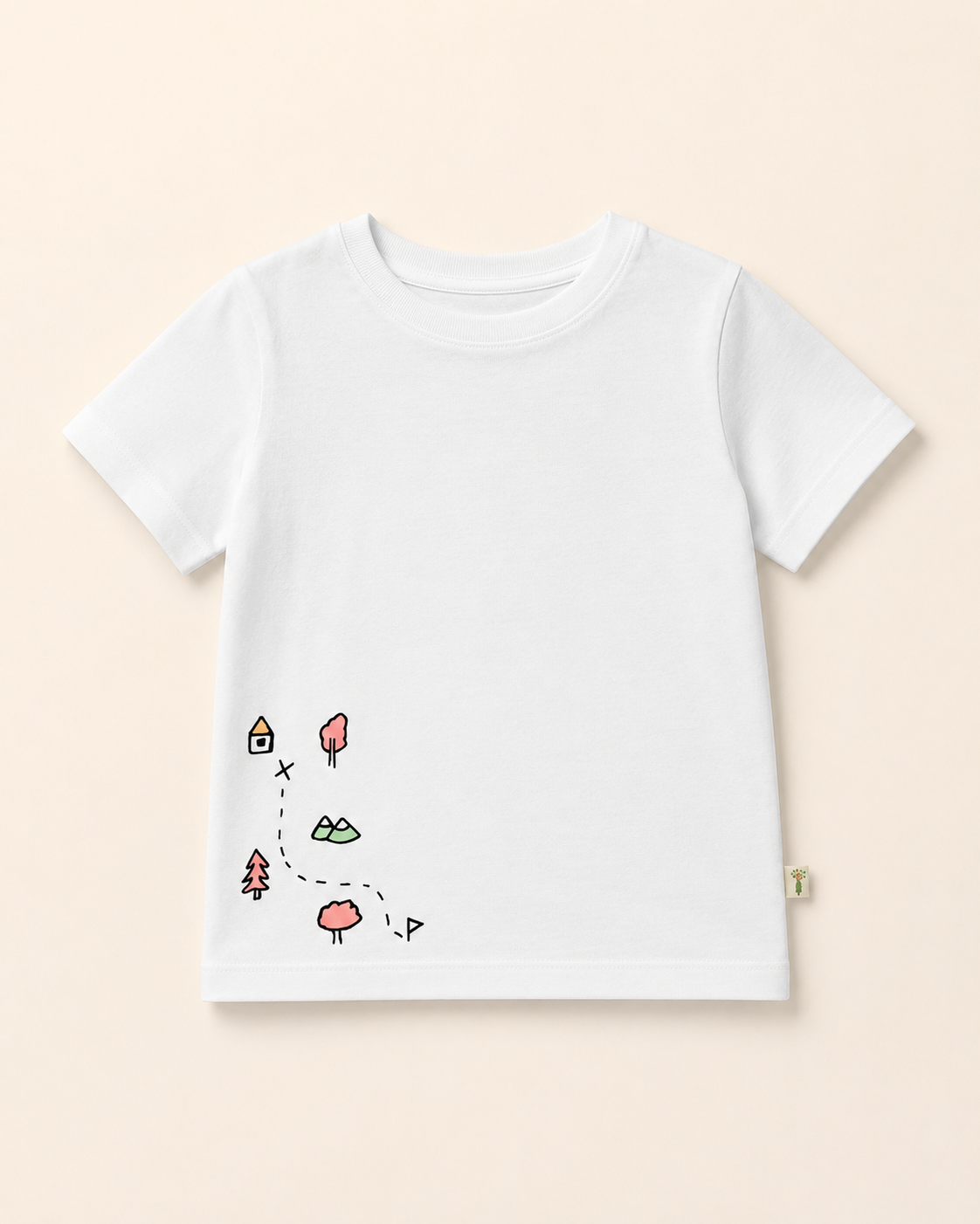 Little Adventure Trail white kids graphic t-shirt, print detail