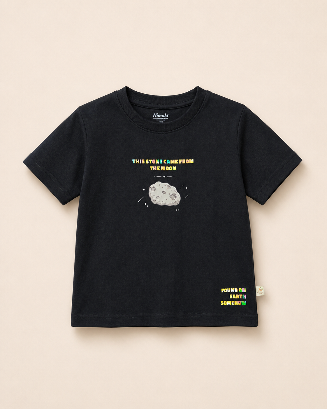 Moon Rock black kids graphic t-shirt, print detail