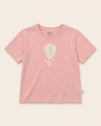 Peach Hot Air Balloon kids coord set, peach tee detail