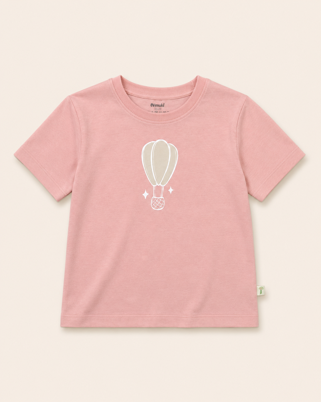 Peach Hot Air Balloon kids coord set, peach tee detail