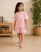 Peach Hot Air Balloon kids coord set, full outfit front view