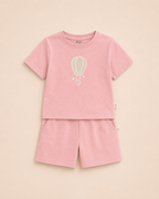 Peach Hot Air Balloon kids coord set, laid flat front view