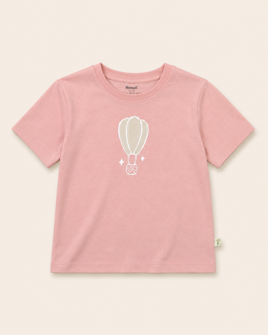 Peach Hot Air Balloon kids coord set, peach tee detail