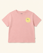 Peach Pocket Sunshine kids coord set, peach tee detail
