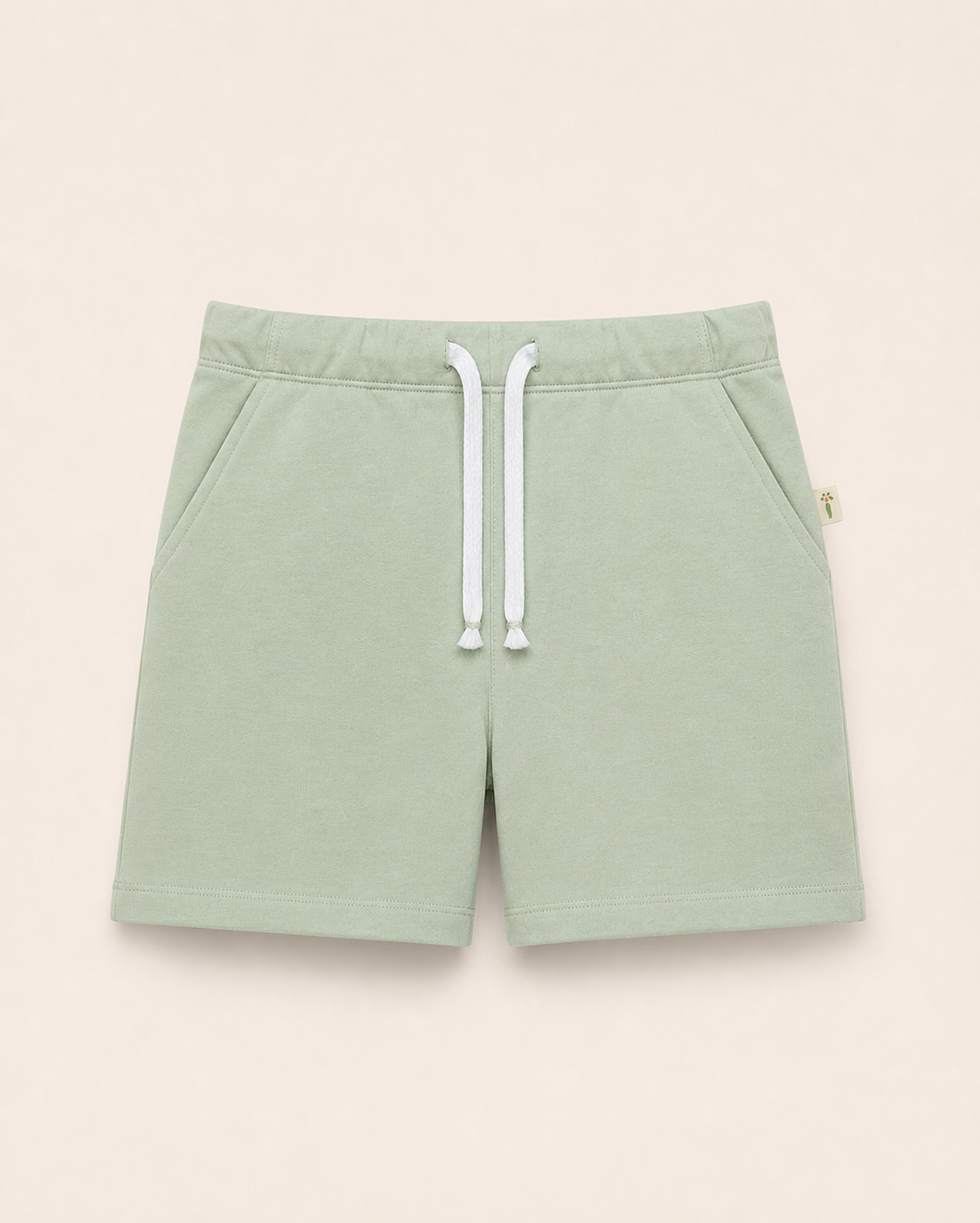 Teal Blue Planet Explorer kids coord set, sage green shorts detail