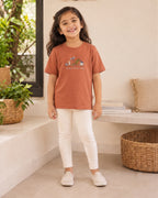 Today's Little Finds teracotta kids graphic t-shirt, alternate front view