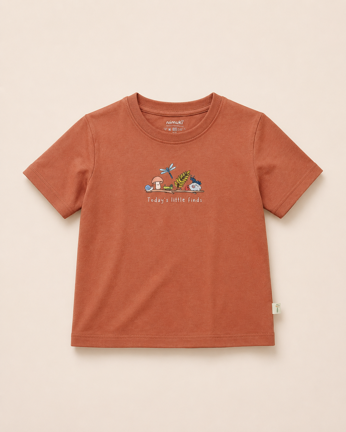 Today's Little Finds teracotta kids graphic t-shirt, print detail