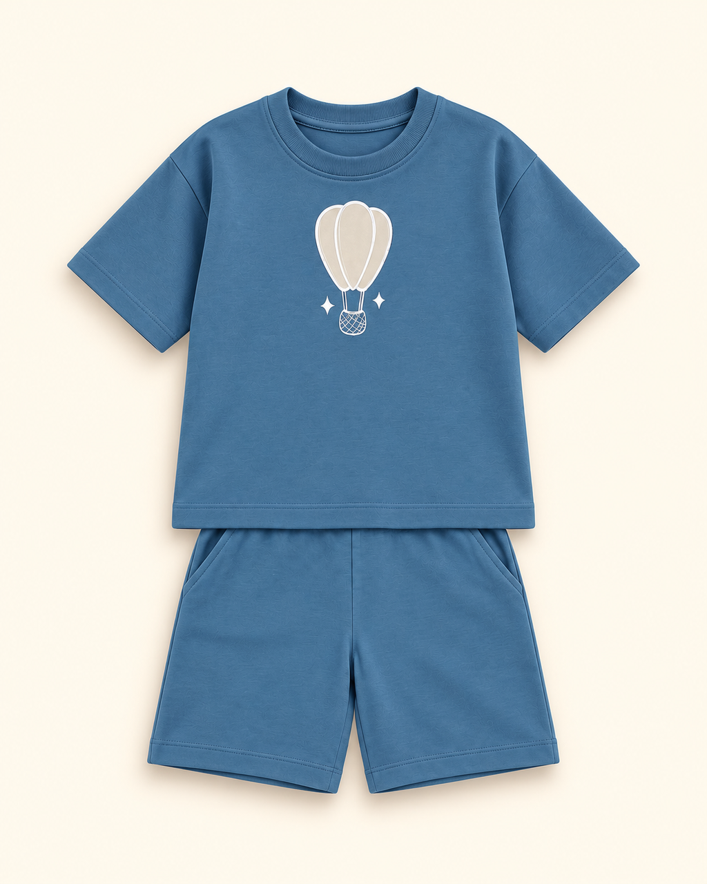 Teal Blue Hot Air Balloon Kids Coord Set with Teal Blue Shorts — Full coord studio