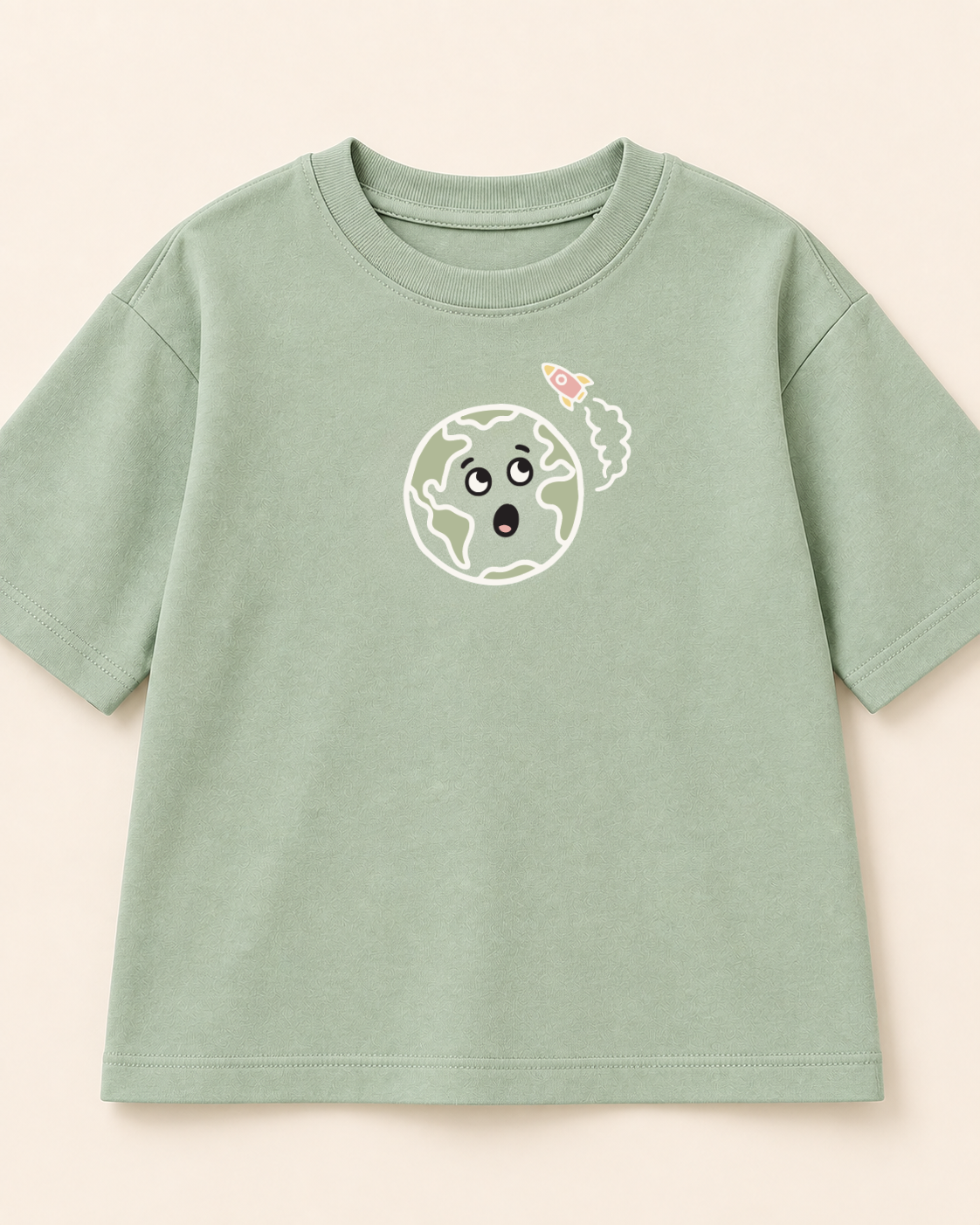 Sage Green Planet Explorer Kids Coord Set with Sage Green Shorts — T-shirt studio