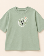 Sage Green Planet Explorer Kids Coord Set with Teal Blue Shorts — T-shirt studio