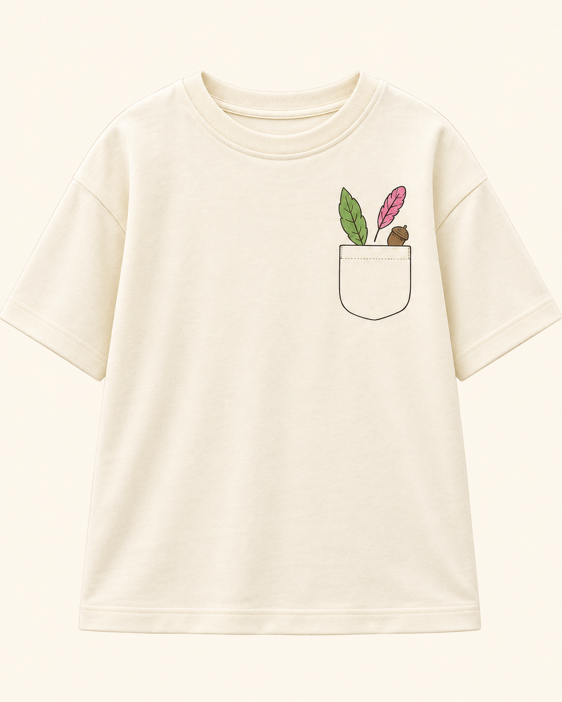 Cream Pocket Discovery Kids Coord Set with Sage Green Shorts — T-shirt studio