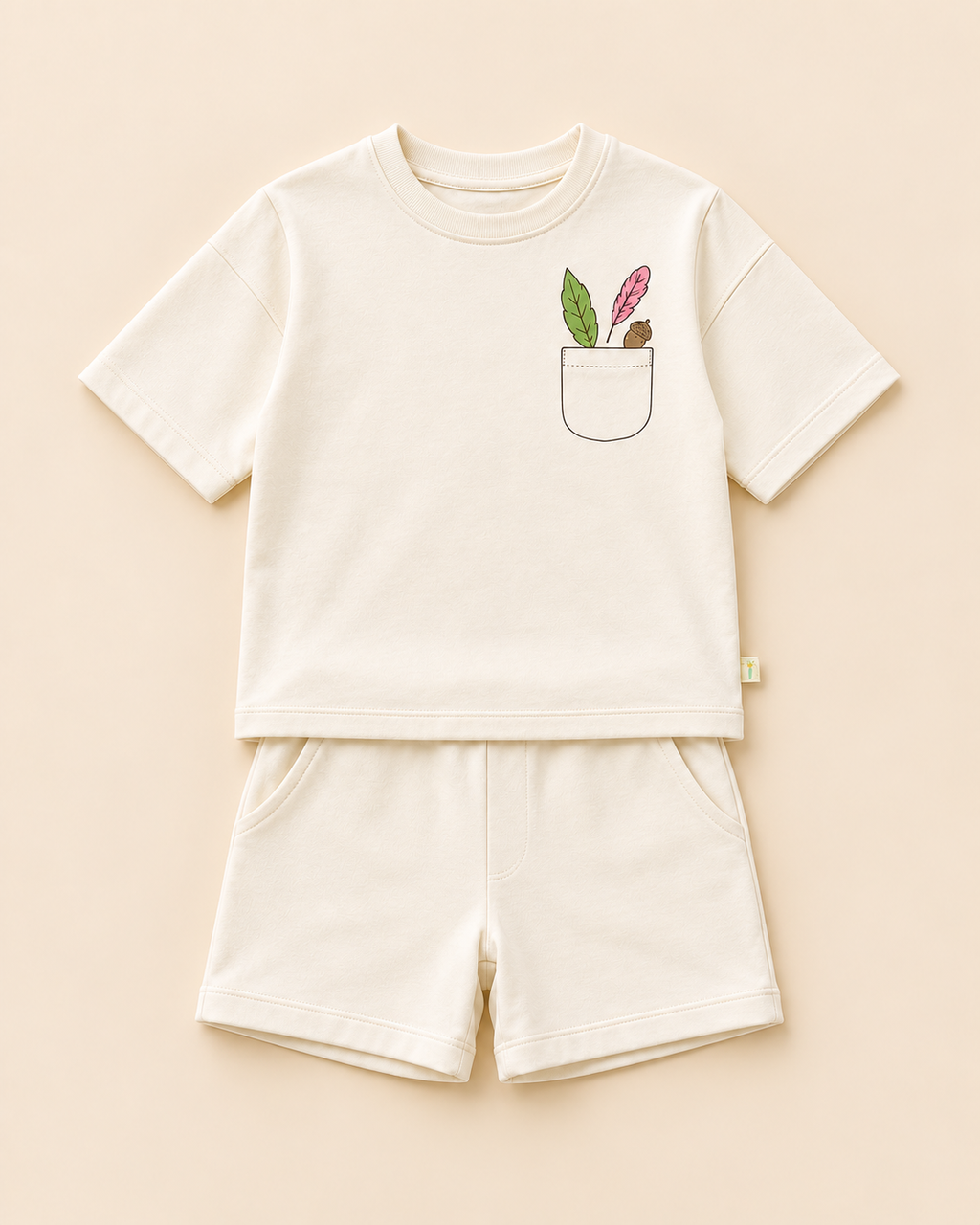 Cream Pocket Discovery Kids Coord Set with Cream Shorts — Full coord studio