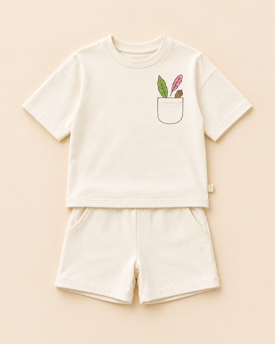 Cream Pocket Discovery Kids Coord Set with Cream Shorts — Full coord studio