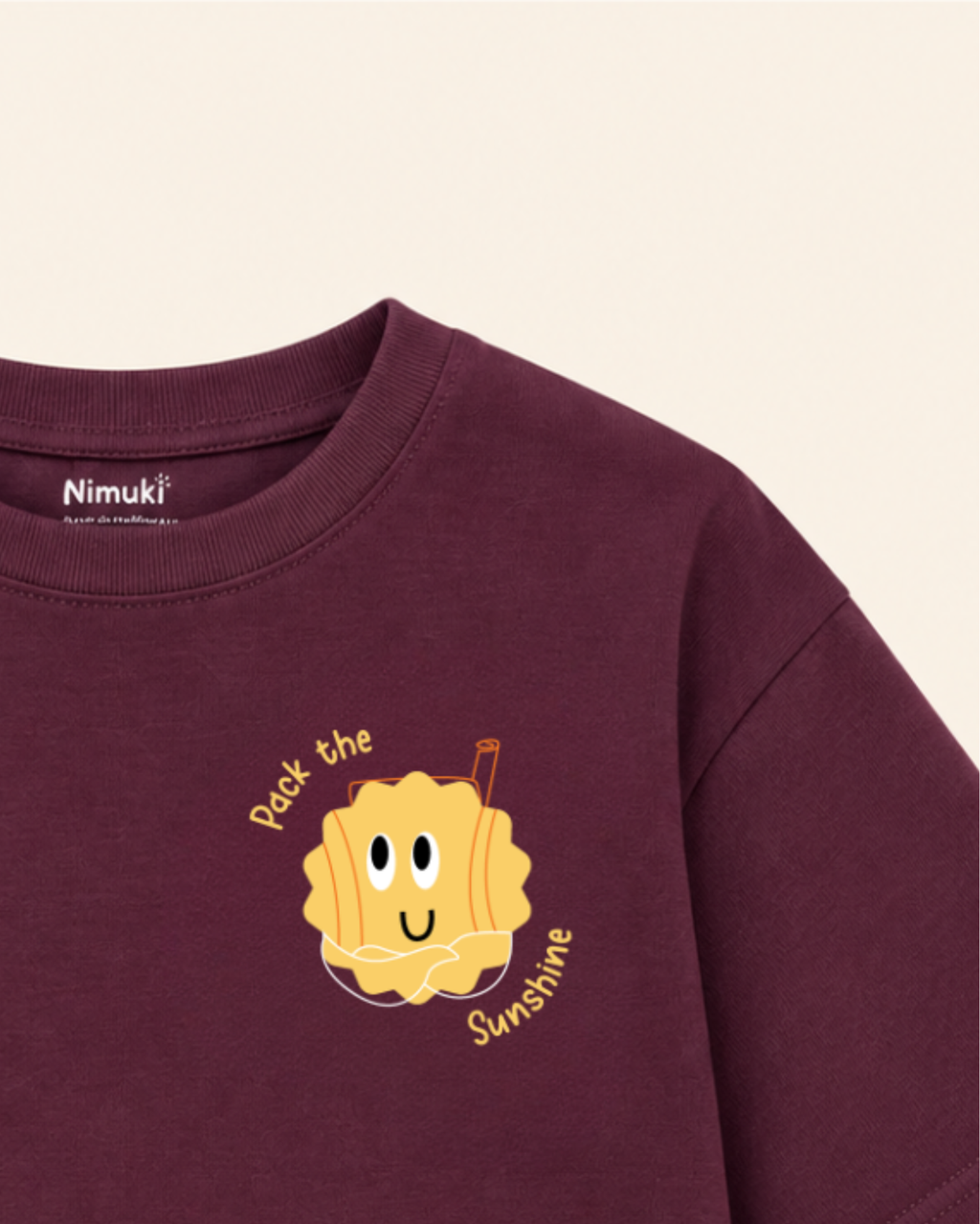 Coffee Brown Pocket Sunshine Kids Coord Set with Coffee Brown Shorts — Print detail