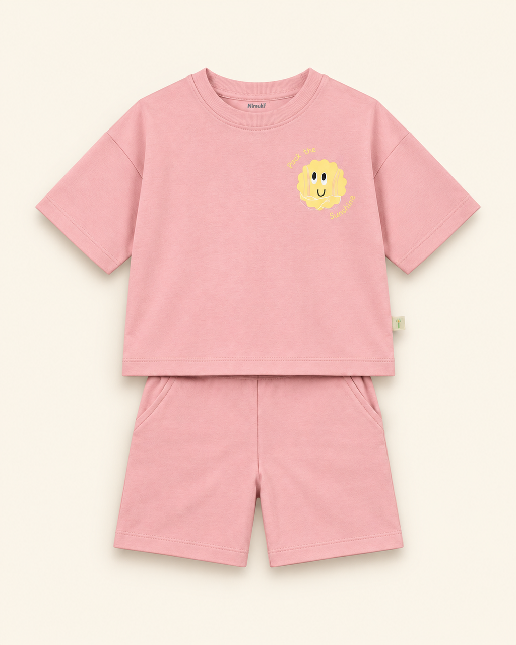 Peach Pocket Sunshine Kids Coord Set with Peach Shorts — Full coord studio
