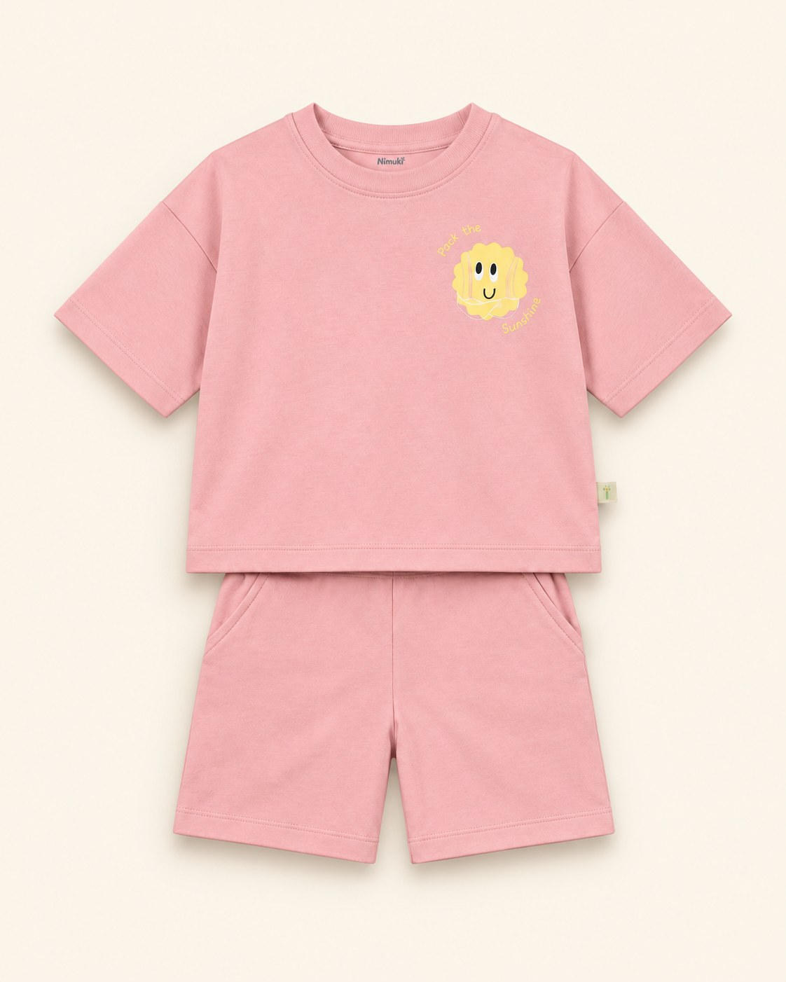 Peach Pocket Sunshine Kids Coord Set with Peach Shorts — Full coord studio