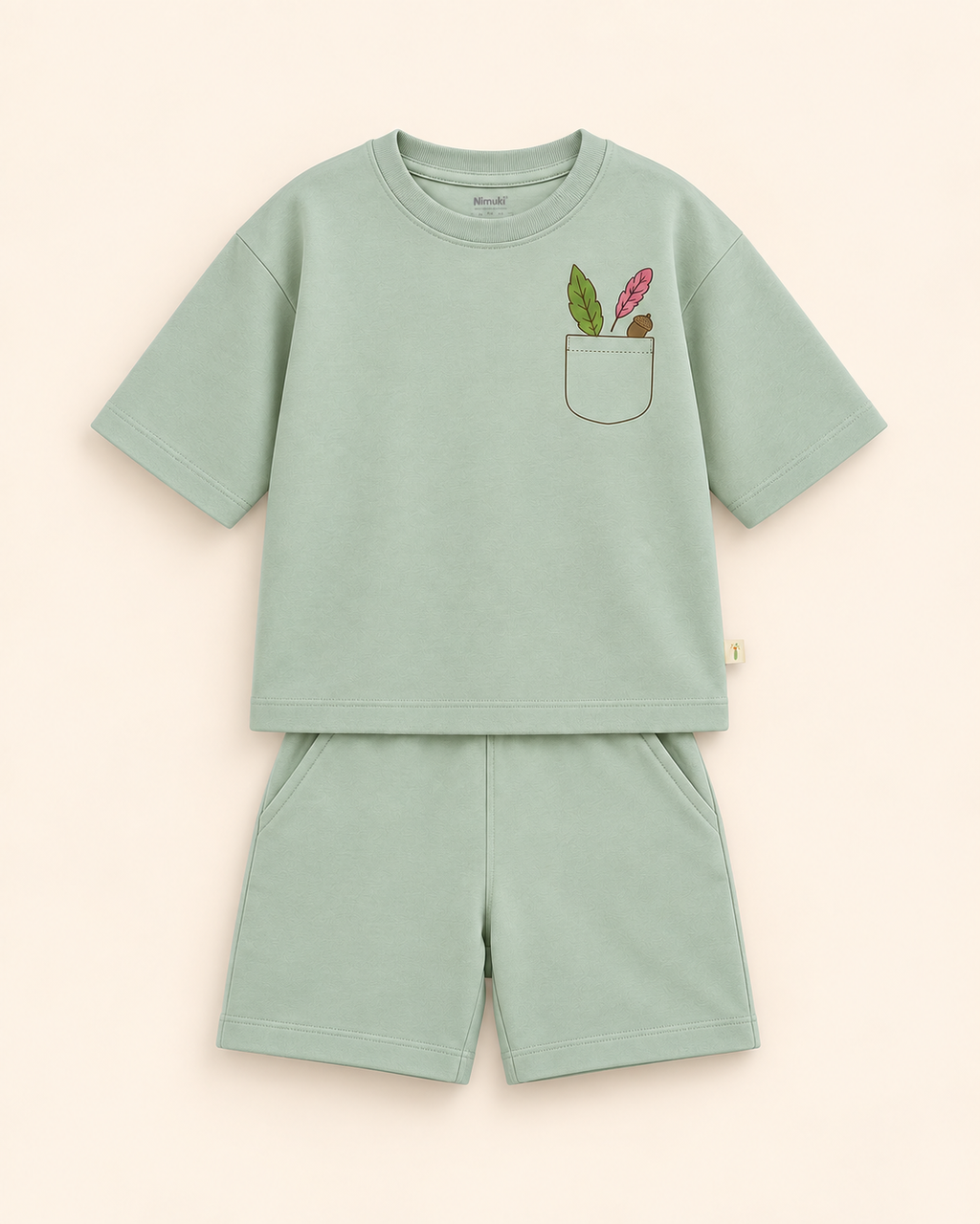 Sage Green Pocket Discovery Kids Coord Set with Sage Green Shorts — Full coord studio