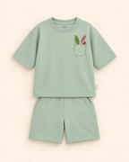 Sage Green Pocket Discovery Kids Coord Set with Sage Green Shorts — Full coord studio