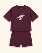 Coffee Brown Stargazer Telescope Kids Coord Set with Coffee Brown Shorts — Full coord studio
