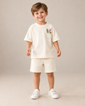 Cream Pocket Discovery Kids Coord Set with Cream Shorts — Model shot