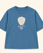 Teal Blue Hot Air Balloon Kids Coord Set with Peach Shorts — T-shirt studio