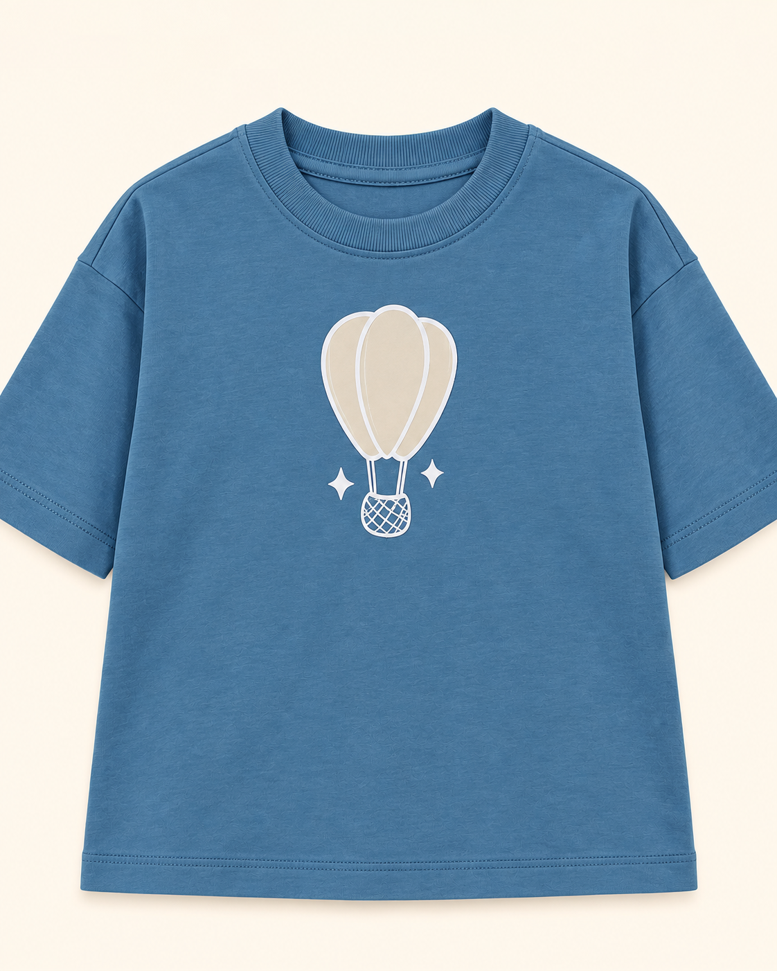 Teal Blue Hot Air Balloon Kids Coord Set with Peach Shorts — T-shirt studio