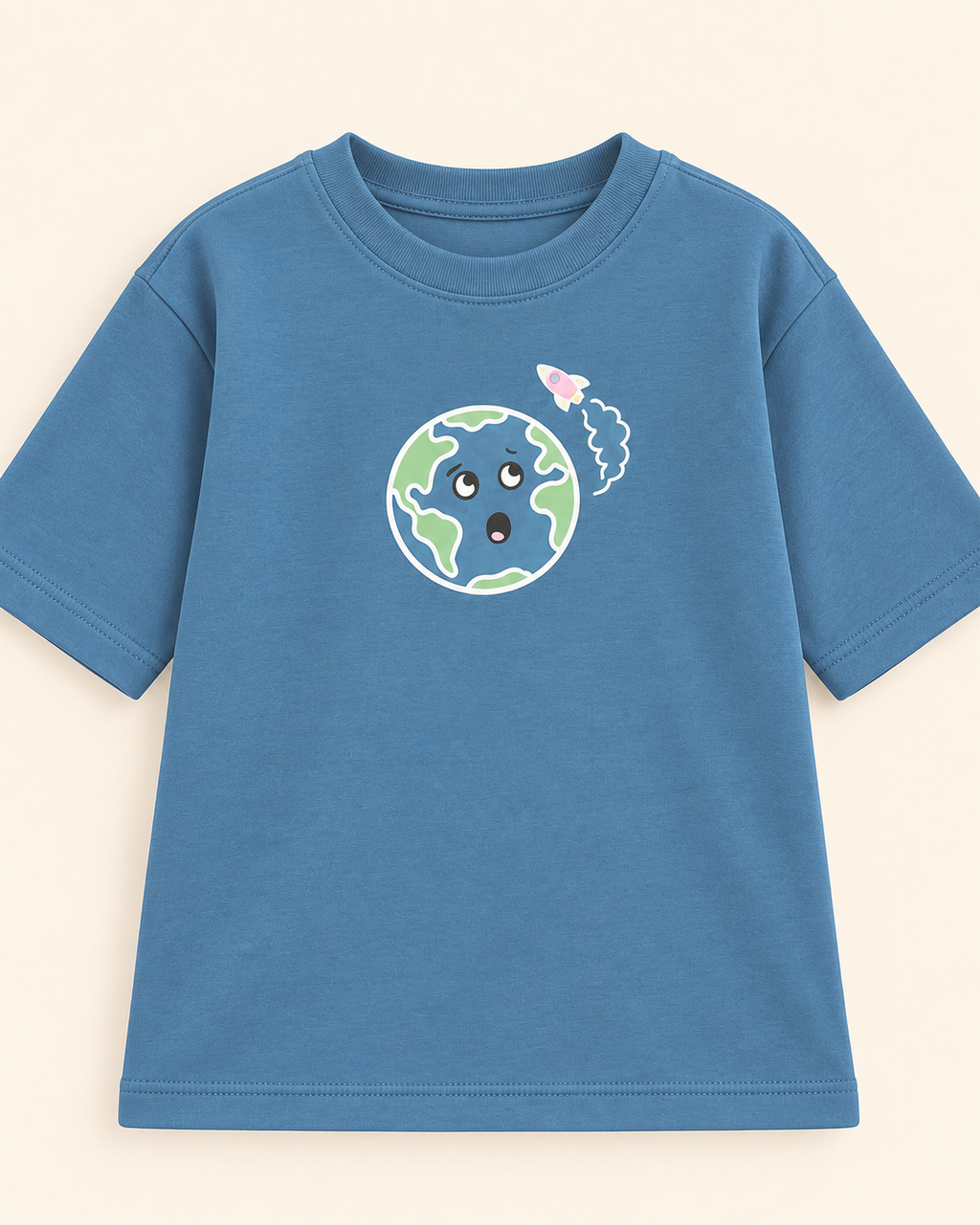 Teal Blue Planet Explorer Kids Coord Set with Teal Blue Shorts — T-shirt studio
