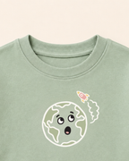 Sage Green Planet Explorer Kids Coord Set with Cream Shorts — Print detail