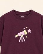 Coffee Brown Stargazer Telescope Kids Coord Set with Coffee Brown Shorts — Print detail