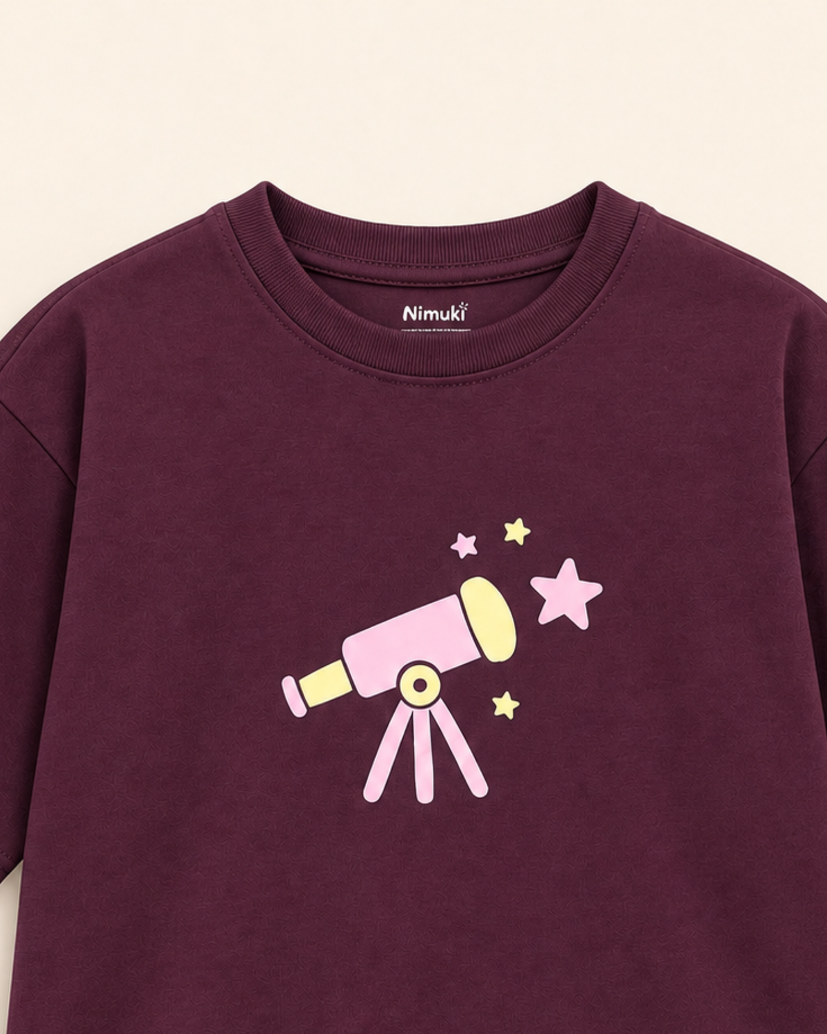Coffee Brown Stargazer Telescope Kids Coord Set with Coffee Brown Shorts — Print detail