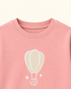 Peach Hot Air Balloon Kids Coord Set with Peach Shorts — Print detail