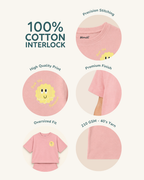 Peach Pocket Sunshine Kids Coord Set with Peach Shorts — Fabric/detail infographic