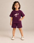 Coffee Brown Stargazer Telescope Kids Coord Set with Coffee Brown Shorts — Model shot