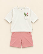 Cream Pocket Discovery Kids Coord Set with Peach Shorts — Full coord studio