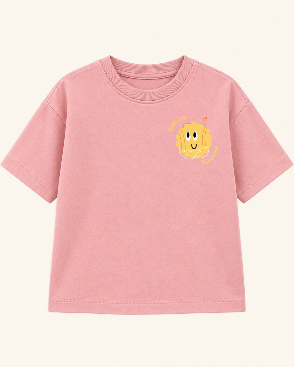 Peach Pocket Sunshine Kids Coord Set with Cream Shorts — T-shirt studio