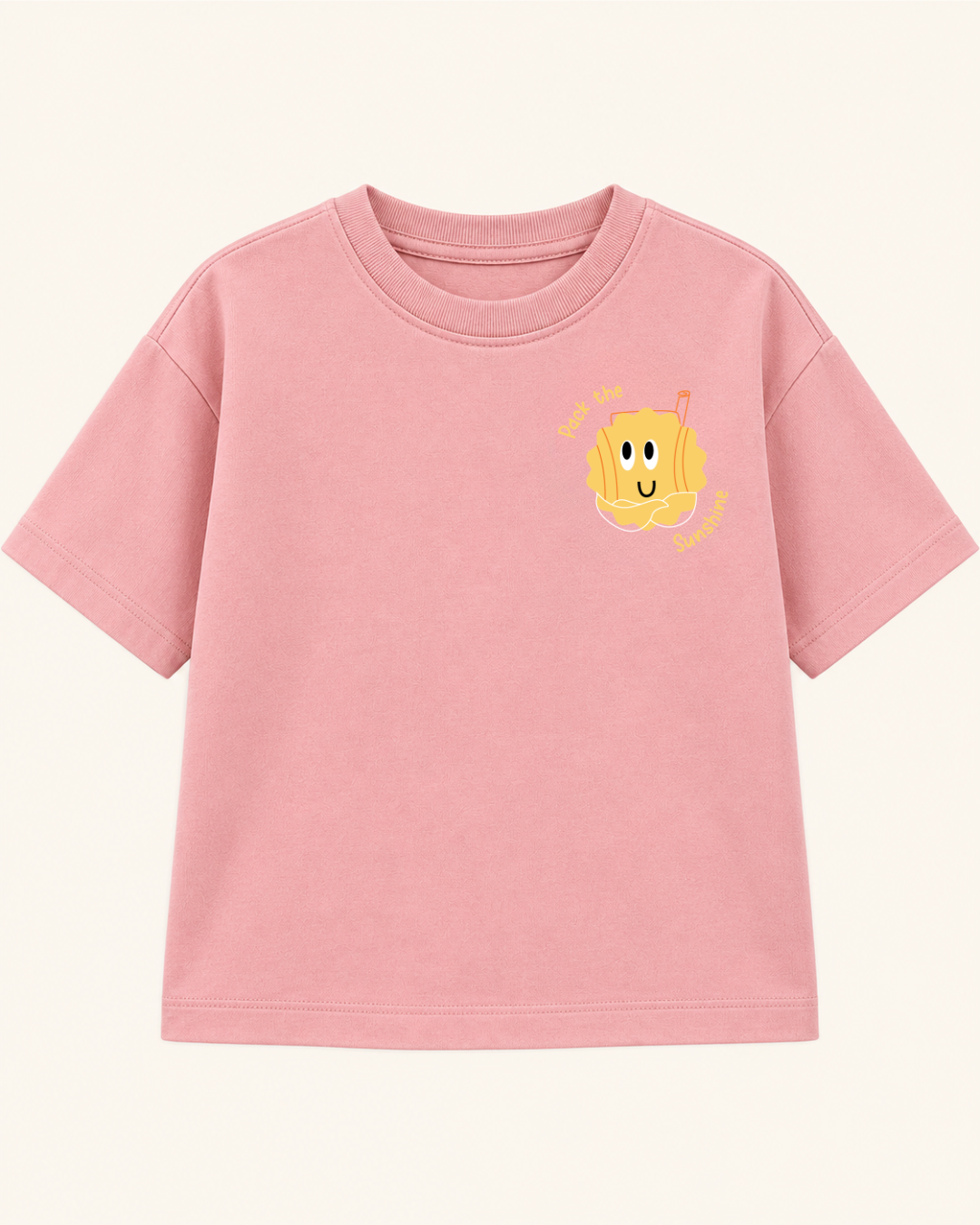 Peach Pocket Sunshine Kids Coord Set with Cream Shorts — T-shirt studio