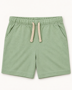 Cream Pocket Discovery Kids Coord Set with Sage Green Shorts — Shorts front