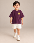 Coffee Brown Pocket  Sunshine Kids Coord Set with Cream Shorts — Model shot