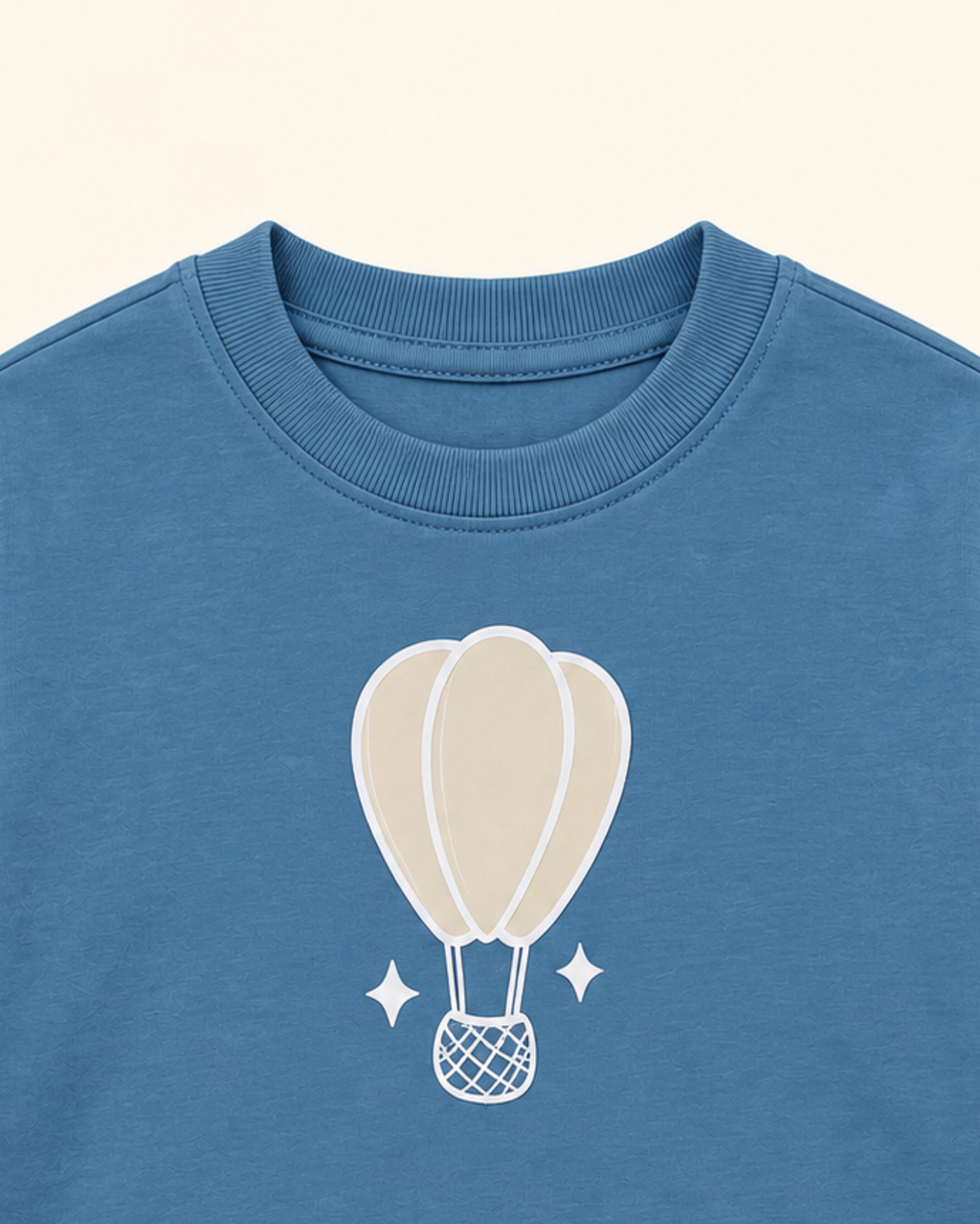 Teal Blue Hot Air Balloon Kids Coord Set with Teal Blue Shorts — Print detail