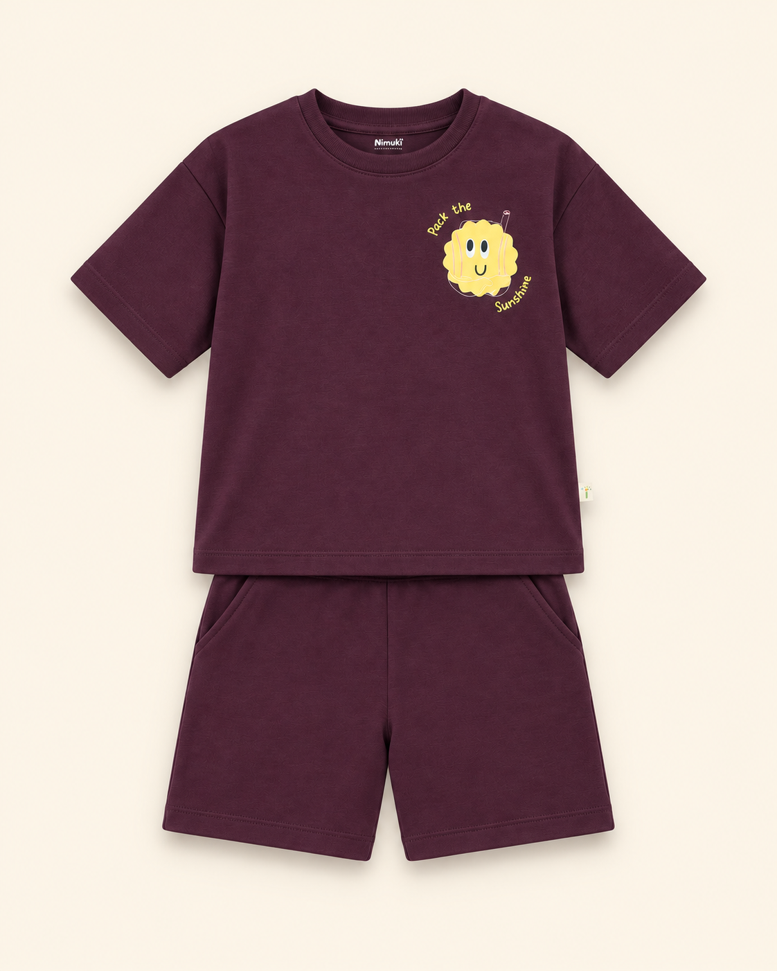 Coffee Brown Pocket Sunshine Kids Coord Set with Coffee Brown Shorts — Full coord studio