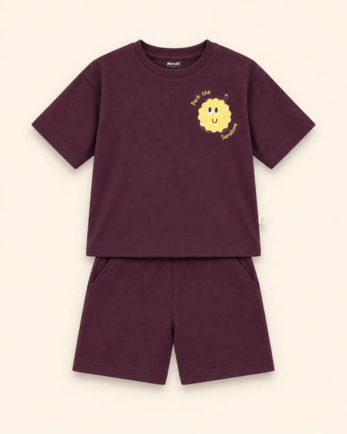Coffee Brown Pocket Sunshine Kids Coord Set with Coffee Brown Shorts — Full coord studio