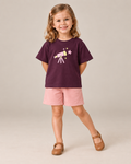 Coffee Brown Stargazer Telescope Kids Coord Set with Peach Shorts — Model shot