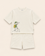 Cream Little Explorer Kids Coord Set with Cream Shorts — Full coord studio