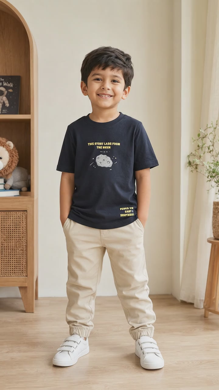 Moon Rock Black Kids Graphic T-Shirt